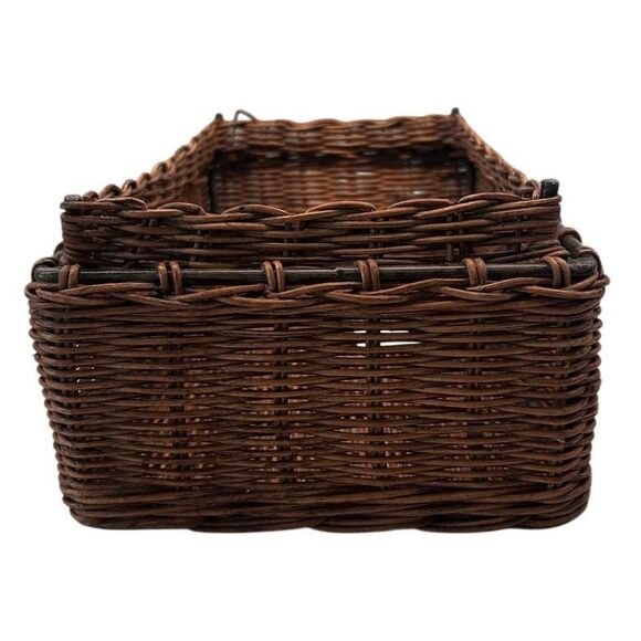 NWT Vtg Pier 1 Wicker Basket Medium Dark Brown Metal Frame Woven Rectangular - Picture 6 of 11